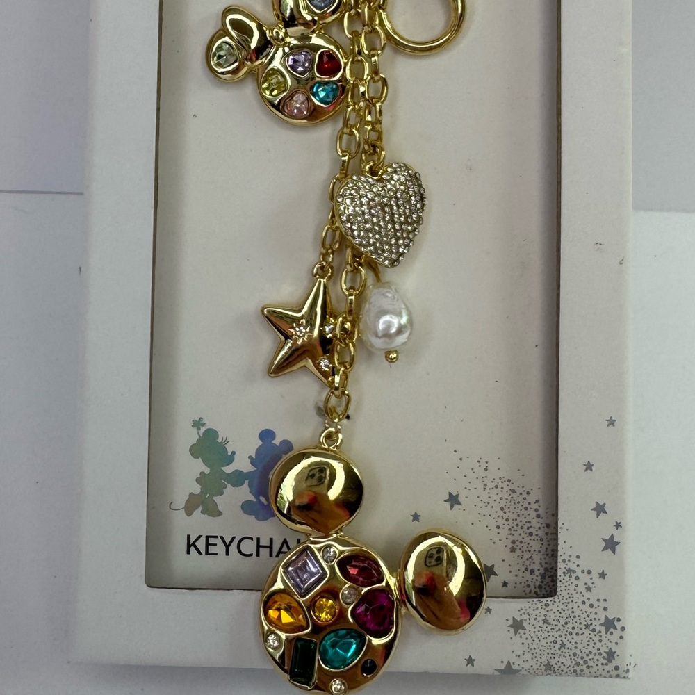 Disney Gold Tone Mickey and Minnie Mouse Charm Keychain - Picture 2 of 2